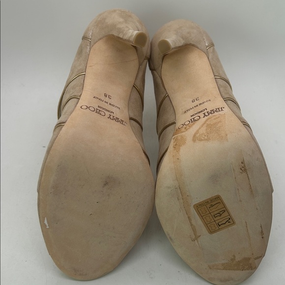 Jimmy Choo Auth Glittery Beige Leather Stiletto Heels Shoes **Size 38/US 8**🔥🔥 - Picture 8 of 9